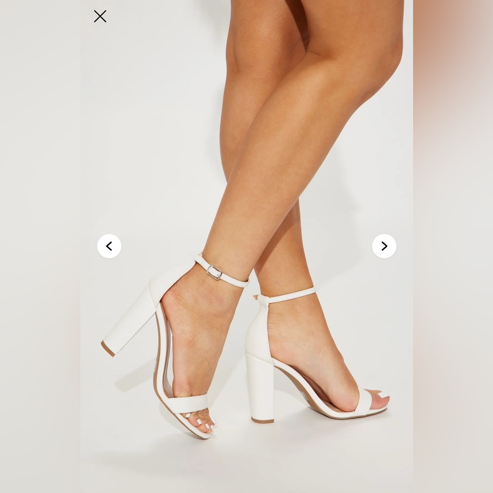 Fashion Nova White Block Heels
